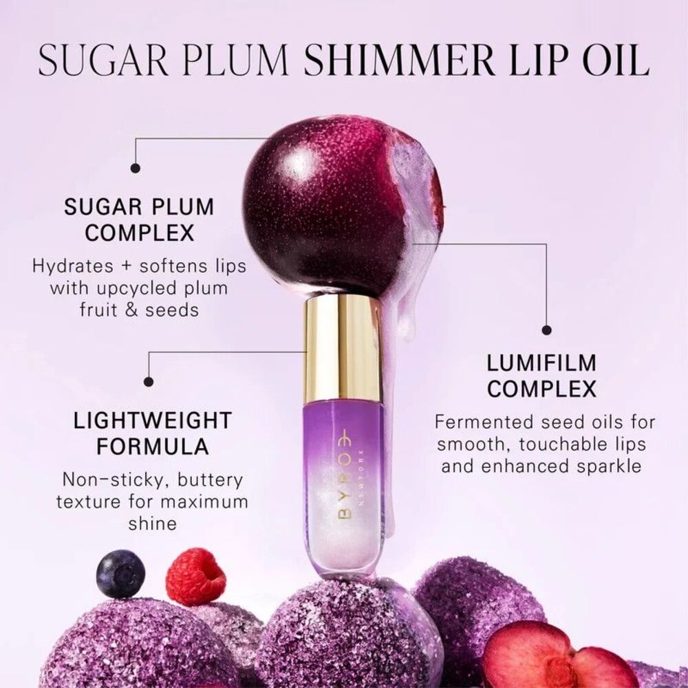 BYROE Sugar Plum Shimmer Lip Oil 0.12 fl.oz. NIB - Picture 12 of 13